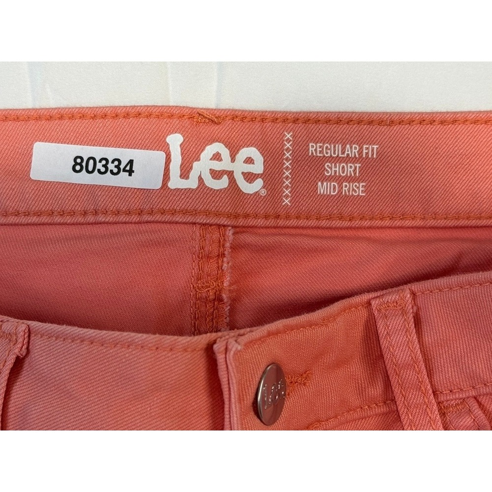 Lee Womens Regular Fit Mid Rise Shorts Coral Pink Size 12M 1CMRS79 - Picture 4 of 5